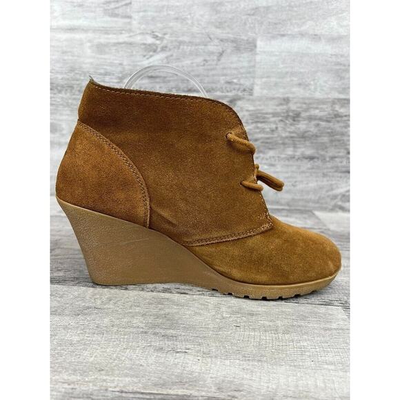 Merona Womens Tan Suede Wedge Ankle Boots Size 9.5M - Picture 5 of 8